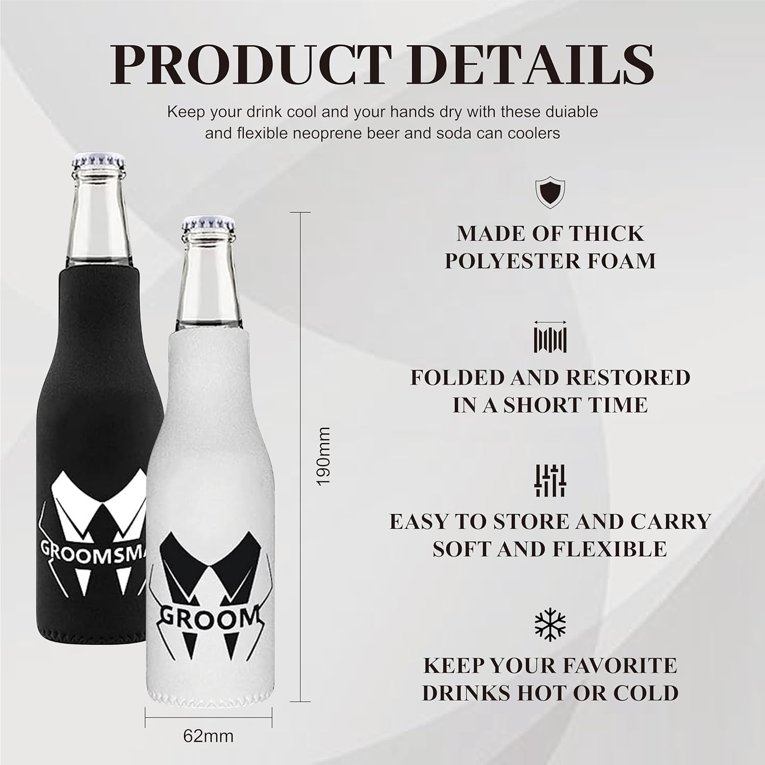 GroomBrideGifts Wholesale Bachelor Party Favors Can Cooler Sleeves Beer Can for Party Decorations(P-LJB)